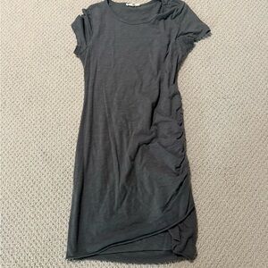 Charcoal Gray Ruched T-Shirt Dress